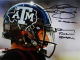 Johnny Manziel Signed Texas A&M 8x10 Close Up PF Photo w/2 Insc- Beckett Auth *Black