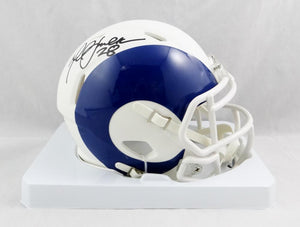 Marshall Faulk Autographed Los Angeles Rams AMP Speed Mini Helmet- Beckett Auth *Black