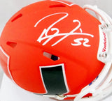 Ray Lewis Autographed Miami Hurricanes AMP Speed Mini Helmet- Beckett Auth *Top