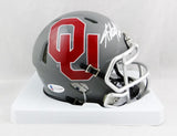 Adrian Peterson Autographed Oklahoma Sooners AMP Mini Helmet - Beckett Auth *White