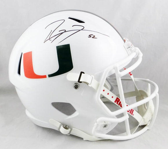 Ray Lewis Autographed Miami Hurricanes F/S Riddell Speed Helmet - Beckett Auth *Black