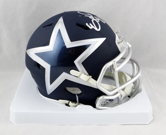 Ezekiel Elliott Autographed Dallas Cowboys AMP Speed Mini Helmet- Beckett Auth *Silver Image 1