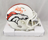 John Elway Autographed Denver Broncos Flat White Mini Helmet- JSA W Auth *Orange