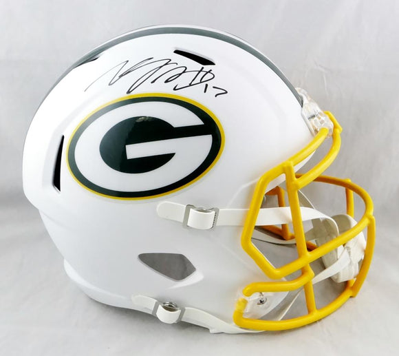 Davante Adams Autographed Green Bay Packers F/S Flat White Speed Helmet- JSA W Auth