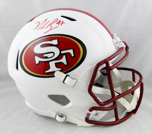 Nick Bosa Autographed San Francisco 49ers F/S Flat White Speed Helmet- Beckett Auth *Red