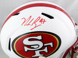 Nick Bosa Autographed San Francisco 49ers F/S Flat White Speed Helmet- Beckett Auth *Red