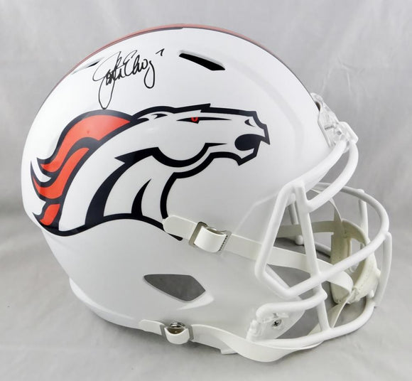 John Elway Autographed Denver Broncos F/S Flat White Helmet- JSA W Auth *Black Image 1