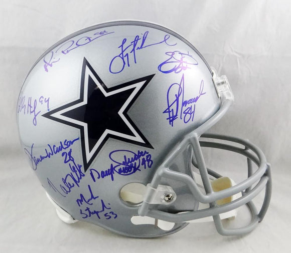 22 Signature Autographed Dallas Cowboys Full Size Helmet - JSA W Auth *Blue