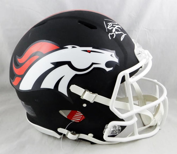 Peyton Manning Autographed Broncos F/S Flat Black Speed Authentic Helmet- JSA W Auth *White