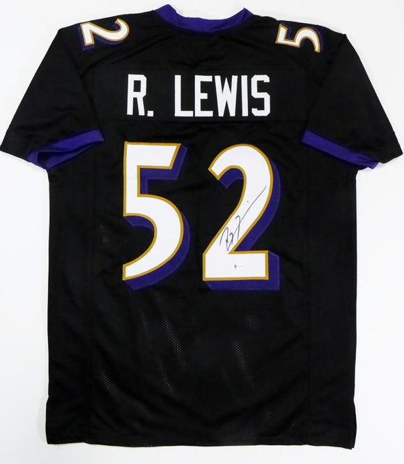 Ray Lewis Autographed Black Pro Style Jersey - Beckett Auth *2
