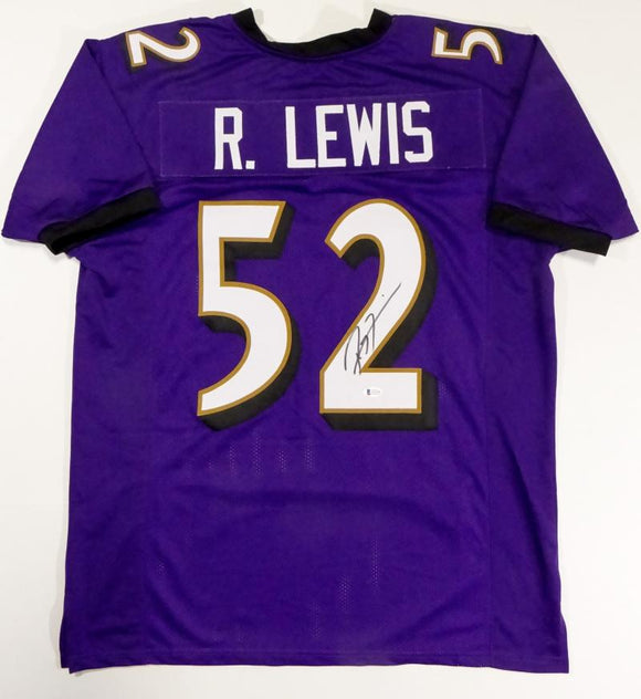 Ray Lewis Autographed Purple Pro Style Jersey - Beckett W Auth *2