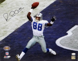Michael Irvin Autographed Dallas Cowboys 16x20 Endzone PF Photo- JSA W Auth *Blk