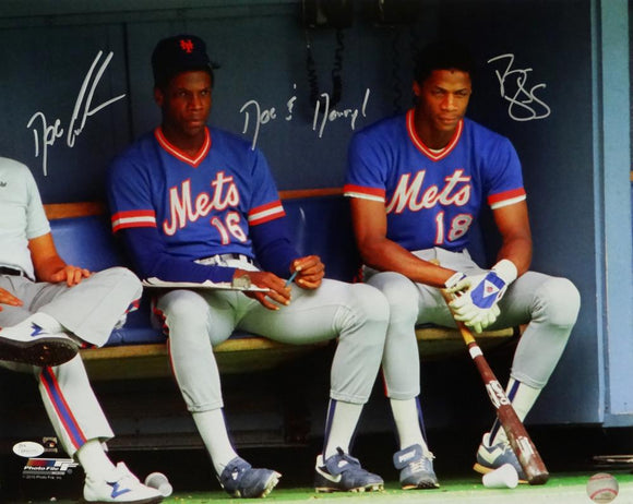 Doc Gooden/Darryl Strawberry Autographed 16x20 On Bench PF Photo- JSA W Auth