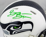 Brian Bosworth Autographed Seattle Seahawks Flat White Speed Mini Helmet - Beckett Auth *Green