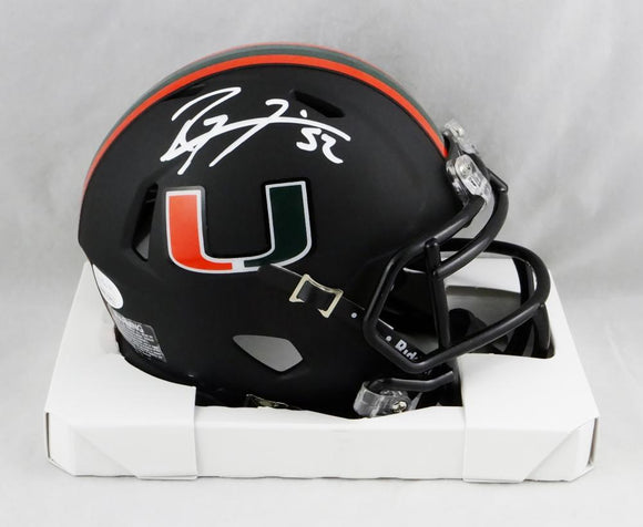 Ray Lewis Autographed Miami Hurricanes Black Riddell Speed Mini Helmet- JSA W Auth *White