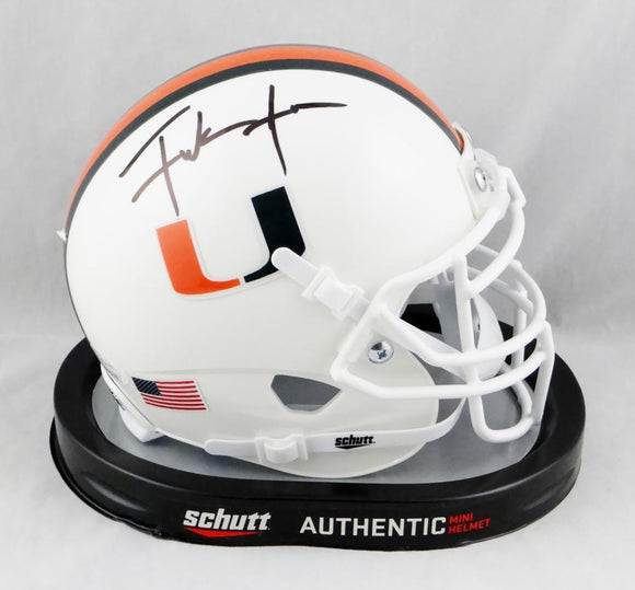 Frank Gore Autographed Miami Hurricanes Schutt Mini Helmet- JSA Witnessed Auth