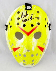 Ari Lehman Signed Friday The 13th Yellow Jason Mask w/Jason 1- Beckett Auth *White