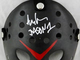 Ari Lehman Signed Friday The 13th Black Jason Mask w/Jason 1- Beckett Auth *White