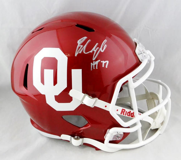Baker Mayfield Autographed Oklahoma F/S Speed Helmet w/HT - Beckett Auth *Silver