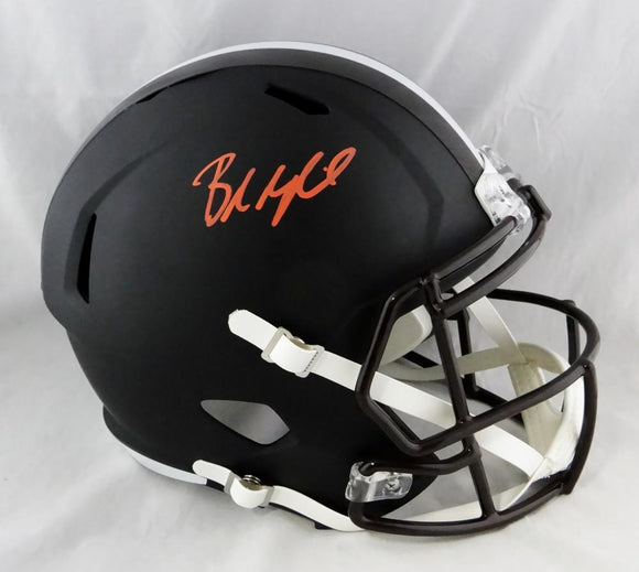 Baker Mayfield Autographed Cleveland Browns Full Size Flat Black Helmet- Beckett Auth *Orange