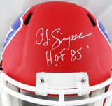 OJ Simpson Signed Buffalo Bills F/S AMP Speed Helmet w/HOF- JSA W Auth *White