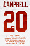 Earl Campbell Autographed White College Style Jersey STAT 4 w/ HT - JSA W Auth *2