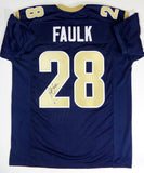 Marshall Faulk Autographed Blue/Gold Pro Style Jersey- Beckett W Auth *2