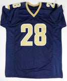 Marshall Faulk Autographed Blue/Gold Pro Style Jersey- Beckett W Auth *2