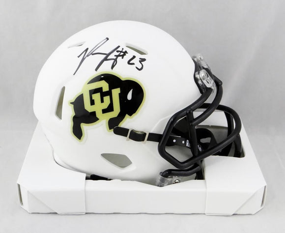 Phillip Lindsay Signed Colorado Buffaloes Flat White Speed Mini Helmet- JSA W Auth *Black