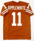 Major Applewhite Autographed Orange College Style Jersey w/Hook Em- JSA Auth *R1