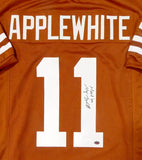 Major Applewhite Autographed Orange College Style Jersey w/Hook Em- JSA Auth *R1