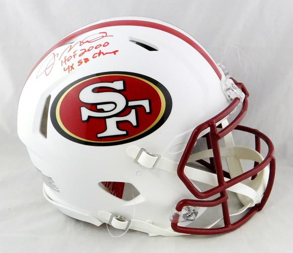 Joe Montana Autographed San Francisco 49ers F/S Flat White Authentic Helmet w/2 Insc- Beckett Auth *Silver