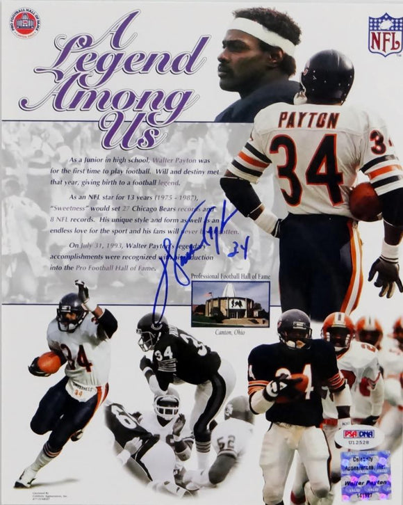Walter Payton Signed Chicago Bears 8x10 Multi Image Photo- PSA/DNA Auth LOA*Blue Image 1