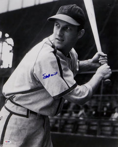 Stan Musial Autographed 16x20 B&W Batting Photo - PSA Auth
