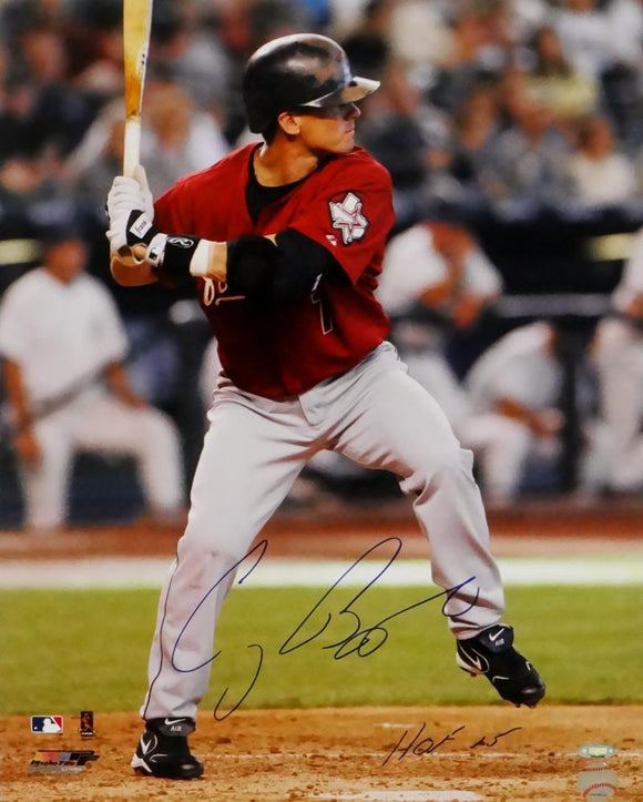 Craig Biggio Autographed Astros 16x20 Batting Red Jersey PF Photo w/HOF - Tristar Auth *Blue