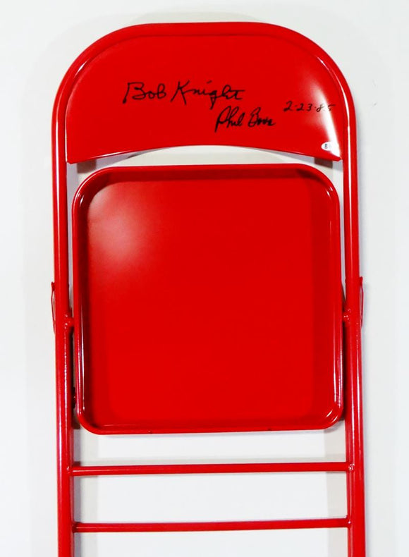Bob Knight & Phil Bova Signed Red Chair w/ 2.23.85 - Beckett Auth *Black Image 1