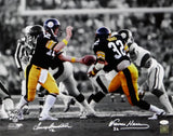 Bradshaw Harris Autographed Pittsburgh Steelers 16x20 B&W Splotlight Photo- JSA W Auth *White
