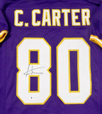 Cris Carter Autographed Purple Pro Style Jersey - Beckett Auth *