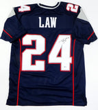 Ty Law Autographed Blue Pro Style Jersey w/ HOF - Beckett Auth *4