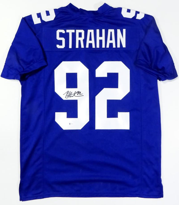 Michael Strahan Autographed Blue Pro Style Jersey - Beckett W Auth *9