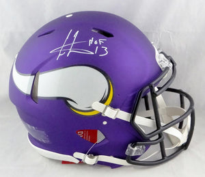 Cris Carter Autographed Minnesota Vikings F/S Speed Authentic Helmet w/ HOF- Beckett Auth *White