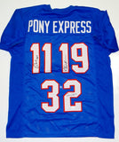 Pony Express Dickerson James McIlhenny Signed Blue College Style Jersey- JSA W Auth