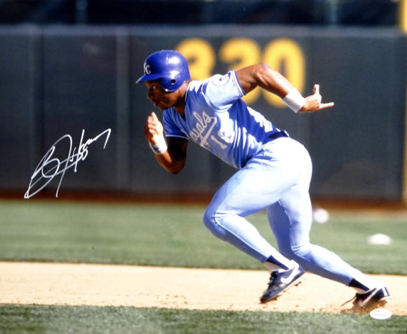 Bo Jackson Autographed Kansas City Royals 16x20 Running *White Photo- JSA W Auth