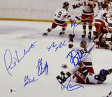 1980 Miracle On Ice Team USA Autographed 16x20 Photo w/ 18 Signatures- Beckett Auth