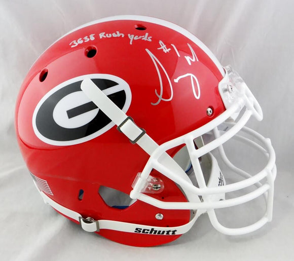 Sony Michel Autographed Georgia Bulldogs Authentic Helmet w/ Rush Yds JSA-W Auth *Silver