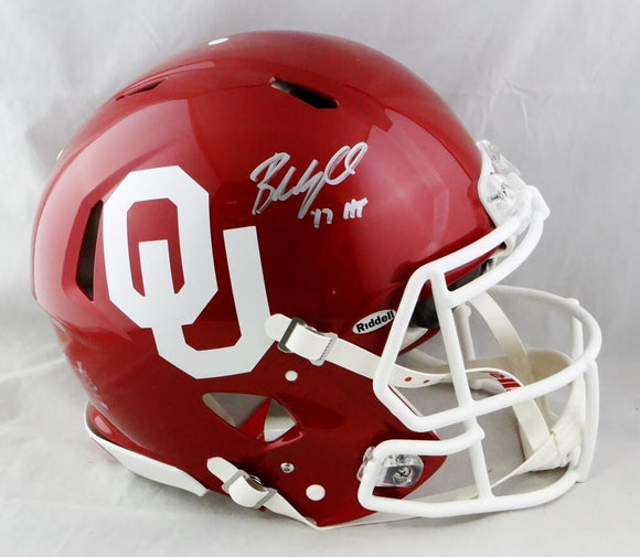 Baker Mayfield Signed Oklahoma Sooners Speed ProLine Helmet w/ HT -Beckett Auth *Silver