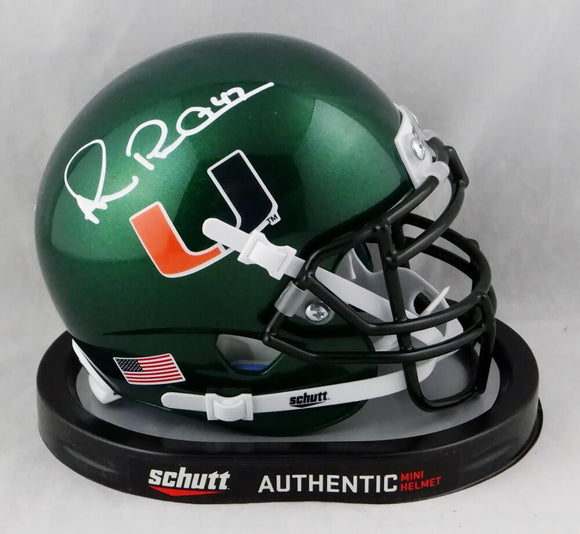 Michael Irvin Autographed Miami Hurricanes Green Schutt Mini Helmet- JSA W Auth *White