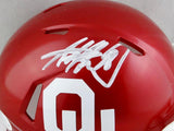 Adrian Peterson Autographed Oklahoma Sooners Speed Mini Helmet - Beckett Auth *White