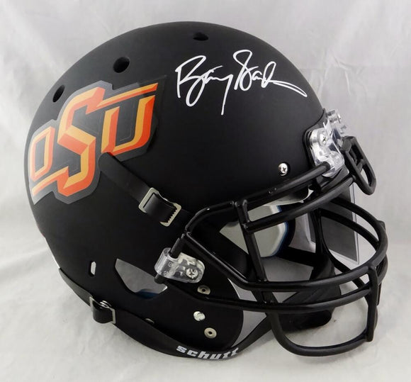 Barry Sanders Autographed Oklahoma State F/S Black Authentic Helmet - JSA W Auth *White