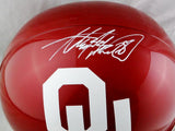 Adrian Peterson Autographed Oklahoma Sooners F/S Helmet - Beckett W Auth *White